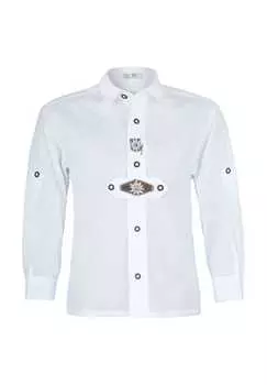 Традиционная рубашка с вышивкой из хлопка и льна для детей Isar Trachten, белый