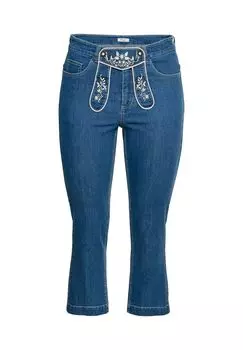 Традиционные джинсы длиной 7/8 с нагрудником и вышивкой sheego, цвет Blue Denim