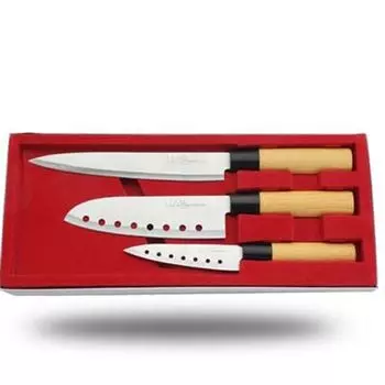 Традиционный азиатский набор ножей | Чрезвычайно острый | Новый набор ножей из нержавеющей стали | Состоит из трех частей, с эргономичной ручкой и острыми лезвиями из нержавеющей стали HAC24