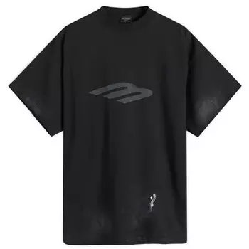 Трафаретная винтажная футболка Balenciaga, черный