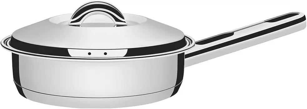 TRAMONTINA 62500/200 Solar, Сковорода с крышкой, глубокая, 7,9 дюйма (20 см), нержавеющая сталь, 3 слоя дна, можно мыть в посудомоечной машине, совместима с газом, совместима с IH, уважение к старости,, Sliver