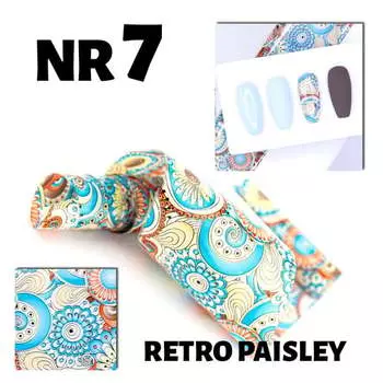 Трансферная фольга 100 см ретро Пейсли №7 - фольга для декорирования гибридными лаками, УФ-гелями и акрилом, AllePaznokcie