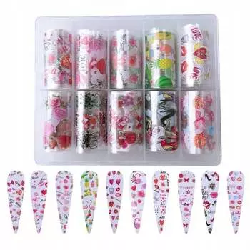 Трансферная фольга 10 шт. по 100 см XKZ-28-03 цветы губы, AllePaznokcie