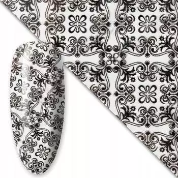 Трансферная фольга для нейл-арта 80 см Flower Black №1, AllePaznokcie