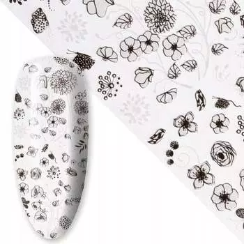 Трансферная фольга для нейл-арта 80 см Flower White №1, AllePaznokcie