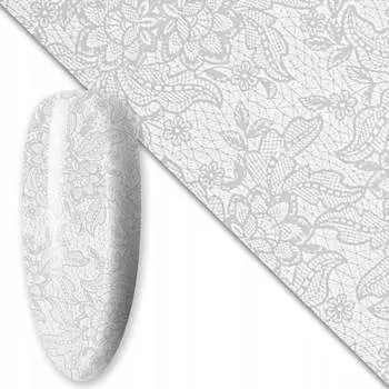 Трансферная фольга для нейл-арта 80 см Белая №7, AllePaznokcie