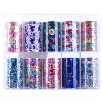Трансферная пленка Magic Butterflies XKZ-09-06 (10 рулонов по 100 см), AlleBeauty