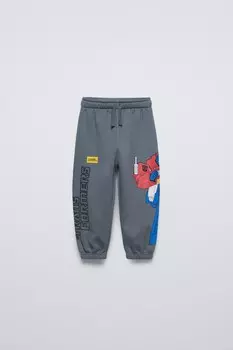 Трансформеры плюшевые брюки ZARA, сине-серый