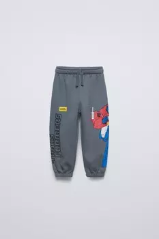 Трансформеры плюшевые брюки ZARA, сине-серый