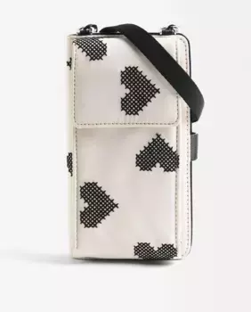 Трансформируемая сумка для мобильного телефона с застежкой-молнией и принтом в виде сердца Parfois, белый