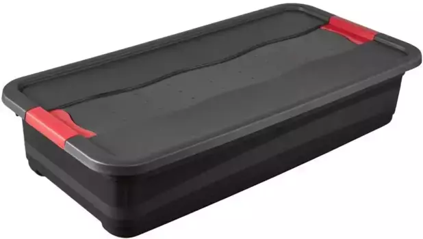 Транспортный контейнер для хранения "eckhart", 33 литра, с крышкой, сдвижным затвором, особо устойчивый Keeeper 39,5х17х79,5 см, черный/красный