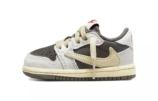 Детские кроссовки Travis Scott x Air Jordan 1 Retro Low OG TD 'Reverse Mocha', коричневый