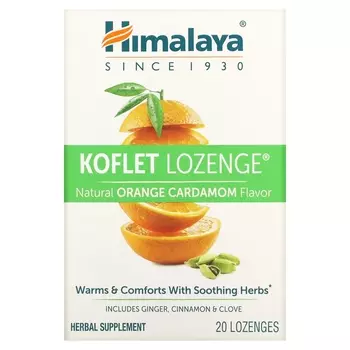 Травяная Добавка Himalaya Koflet, натуральный апельсиновый / кардамон, 20 пастилок