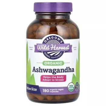 Травяная добавка Oregons Wild Harvest Organic Ashwagandha, 180 органических веганских капсул