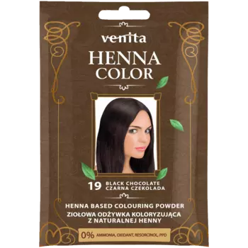 Травяной кондиционер-краситель с хной для волос 19 черный шоколад Venita Henna Color, 75 гр