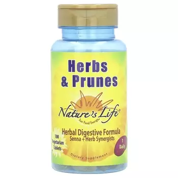 Травы и чернослив Nature's Life, 100 вегетарианских таблеток