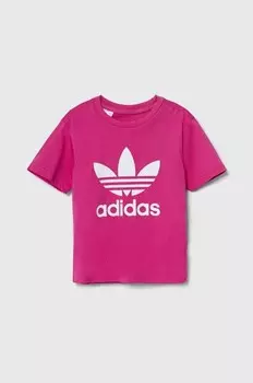Trefoil Tee детская хлопковая футболка adidas Originals, розовый