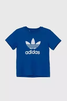 Trefoil Tee детская хлопковая футболка adidas Originals, синий