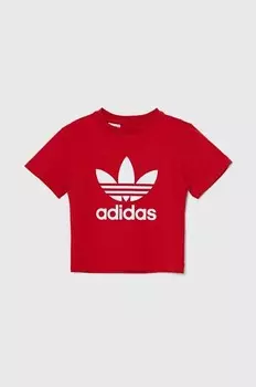 Trefoil Tee детская хлопковая футболка adidas Originals, красный