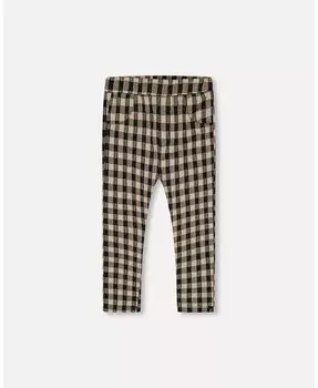 Треггинсы для больших девочек в клетку черно-бежевого цвета Deux Par Deux, черный