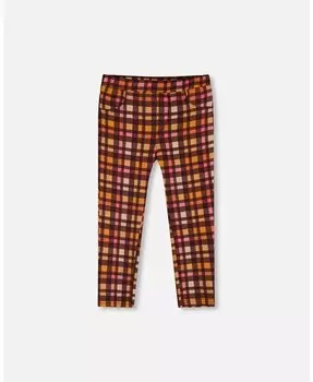 Треггинсы Milano для маленьких девочек в клетку пурпурного и коричневого цвета — для малышей, Детей Deux Par Deux, розовый