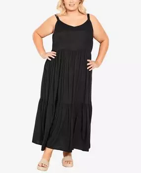 Трехъярусное платье больших размеров Avenue, черный