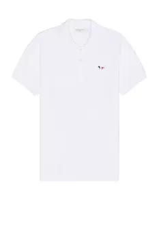 Трехцветная рубашка-поло с нашивкой из лисы Maison Kitsune, белый