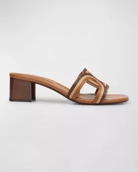 Трехцветные кожаные сандалии-мюли Tod's, цвет Light Beige