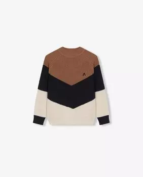 Трехцветный свитер для девочки с длинными рукавами Scalpers, коричневый