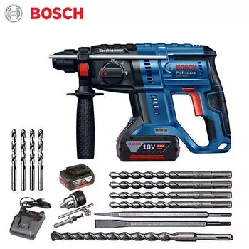 Трехфункциональная ударная дрель Bosch, аккумуляторный электрический молоток GBH180-LI, электрическая дрель и кирка, два аккумулятора и одно зарядное устройство