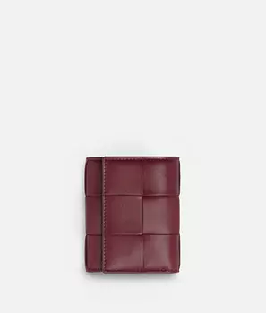 Трехслойный кошелек на молнии Bottega Veneta, бордовый
