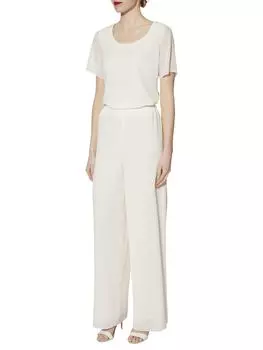 Трехслойный шифоновый топ Gina Bacconi, цвет меловой свет