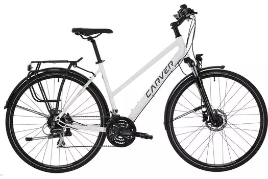 Треккинговый велосипед Carver Route 110 - 28 дюймов - Damen Sport - 2024, цвет Wei|white darkanthracite neongreen