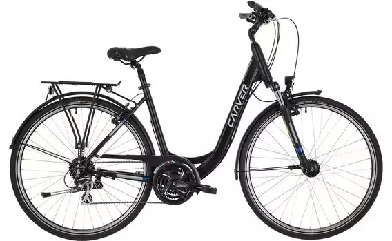 Треккинговый велосипед Carver Tour 100 - 28 дюймов - Tiefeinsteiger - 2024, цвет Schwarz|black/silver/blue