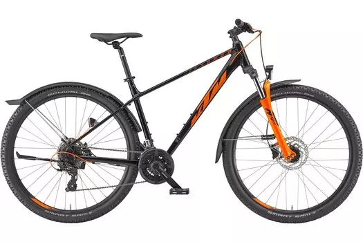 Треккинговый велосипед KTM Chicago Street 27 - 27,5 дюймов - Diamant - 2023, цвет Schwarz|flaming black (orange)