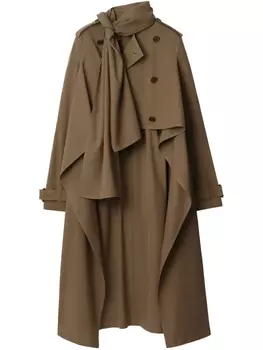 Тренч асимметричного кроя с шарфом Burberry, коричневый