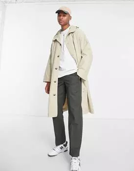 Тренч Asos Design Relaxed Lightweight, светло-серый
