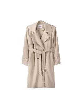 Тренч Bershka Between-Seasons Coat, бежевый