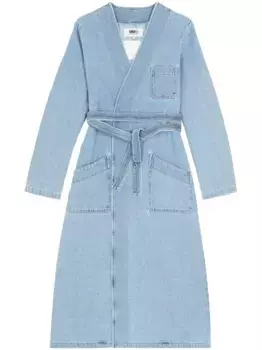 Тренч без воротника MM6 Maison Margiela, синий