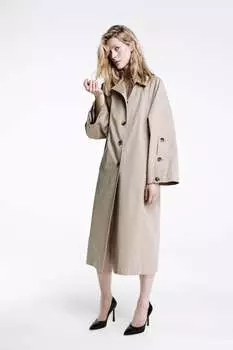Тренч большого размера на кнопках ZARA, светлый виски