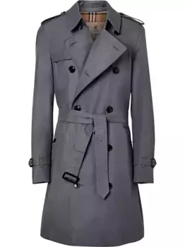 Тренч Chelsea Heritage длины миди BURBERRY, серый