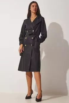 Тренч - Черный - Базовый Happiness stanbul, черный