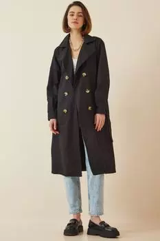 Тренч - Черный - Двубортный Happiness stanbul, черный