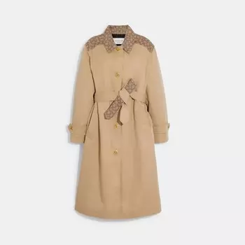Тренч COACH Signature Turnlock Trench, цвет Classic Khaki