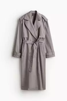 Тренч H&M Twill, серый