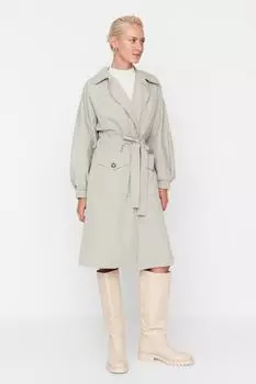Тренч - Хаки - Двубортный Trendyol, хаки