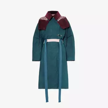 Тренч из хлопка с контрастным воротником и покрытием Barbour International x ROKSANDA Vita Barbour, цвет forest