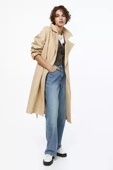 Тренч из хлопкового твила H&amp;M, бежевый