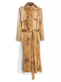 Тренч из хлопковой смеси с размытым принтом Loewe, мультиколор