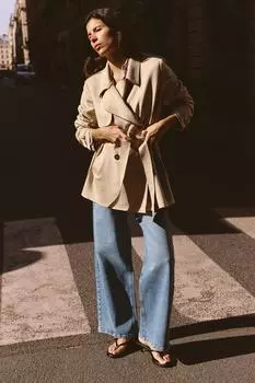 Тренч из искусственной замши ZARA, бежевый
